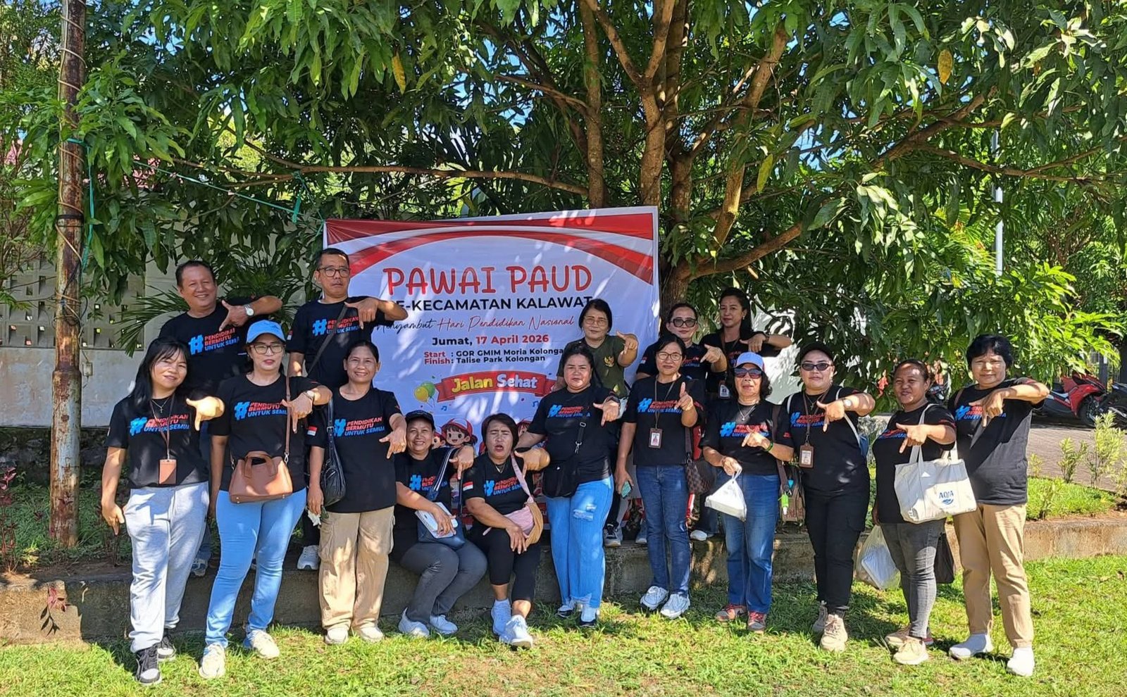 Sambut Hardiknas, Ratusan Siswa TK dan KB Gugus PAUD Kecamatan Kalawat Mengikuti Jalan Sehat
