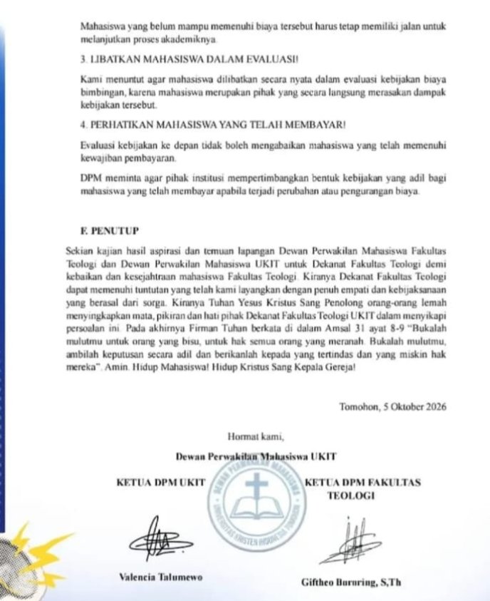 Pungutan Tanpa Rincian: Biaya Skripsi Rp10 Juta di UKIT Tomohon Menguat Dugaan Praktik Pungli